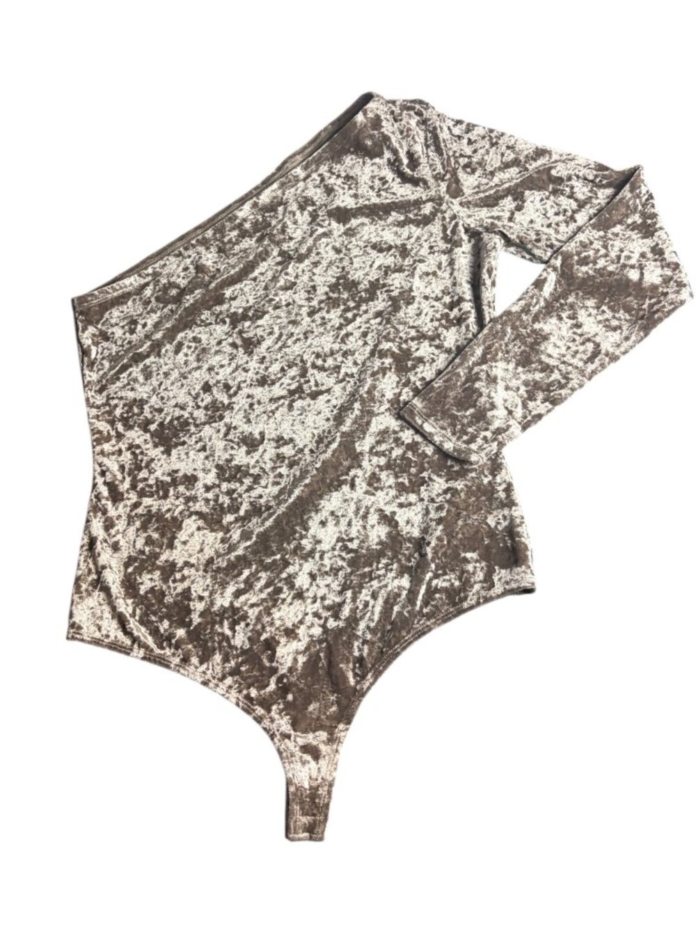Guess Size Xl Body Suit Crushed Velvet One Shoulder Event Grey Tope Sexy Soft